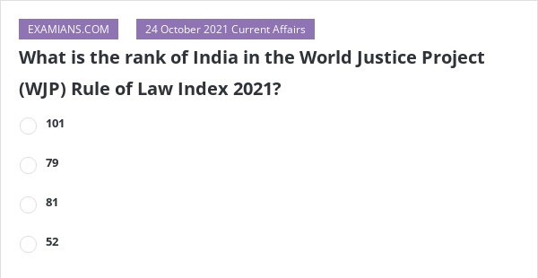 What Is The Rank Of India In The World Justice Project WJP Rule Of