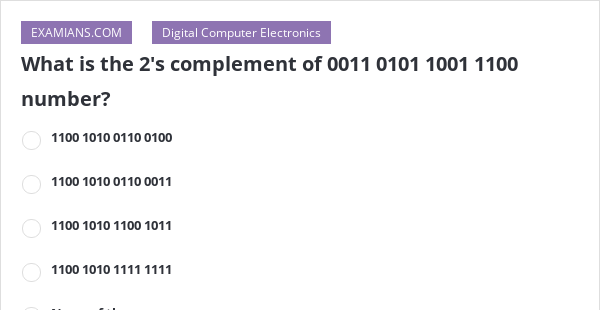 find 2's complement of 1001