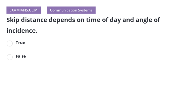 Skip distance depends on time of day and angle of incidence. | EXAMIANS