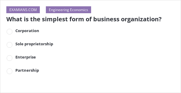 What Is The Simplest Form Of Business Organization