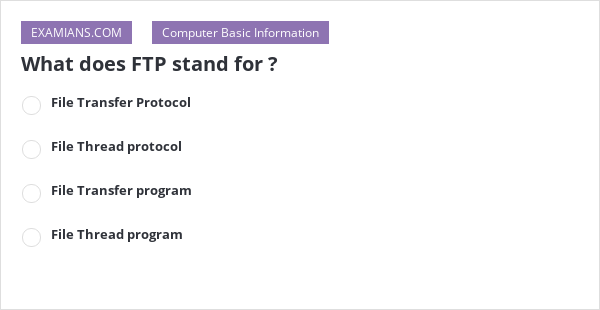 What Does The Acronym Ftp Stand For