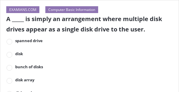 A _____ Is Simply An Arrangement Where Multiple Disk Drives Appear As A ...