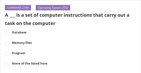 A ___ is a set of computer instructions that carry out a task on the ...