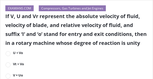 If V U And Vr Represent The Absolute Velocity Of Fluid Velocity Of Blade And Relative 1716