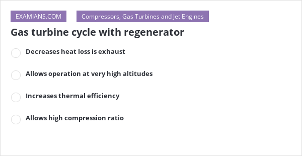 Gas turbine cycle with regenerator | EXAMIANS