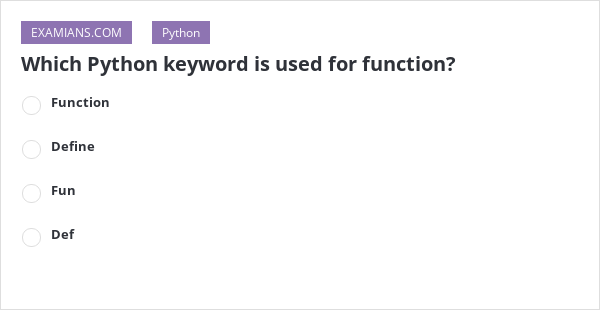 which-python-keyword-is-used-for-function-examians