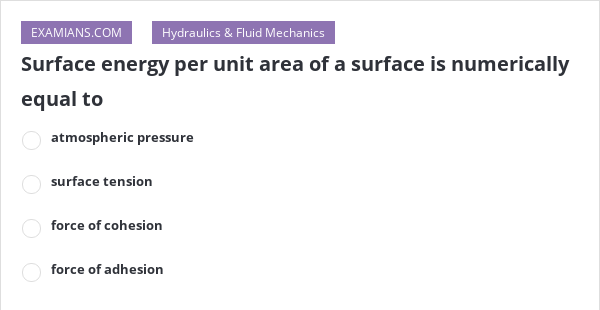 Surface Energy Per Unit Area Of A Surface Is Numerically Equal To Surface Energy Per Unit Area Of A Surface Is Numerically Equal To