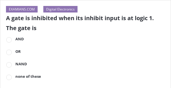 A gate is inhibited when its inhibit input is at logic 1. The gate is ...