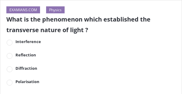 transverse nature of light was confirmed by the phenomenon of