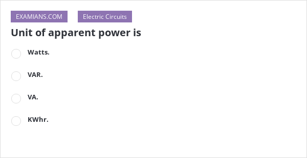 Unit of apparent power is | EXAMIANS