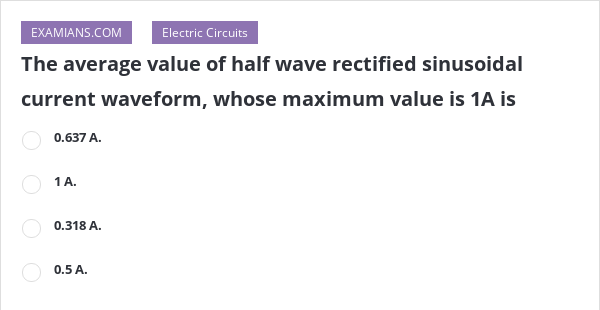average value of sinusoidal current for half a cycle is