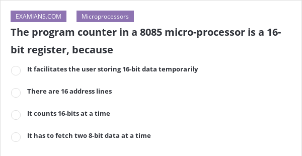 the program counter in 8085 is 16 bit because