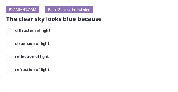 why the colour of the clear sky is blue class 10