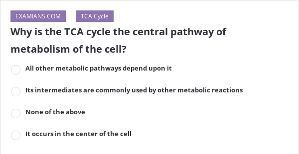 Why Is The Tca Cycle The Central Pathway Of Metabolism Of The Cell