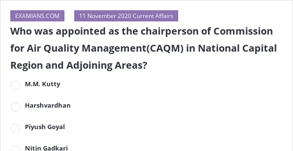 Who Was Appointed As The Chairperson Of Commission For Air Quality ...