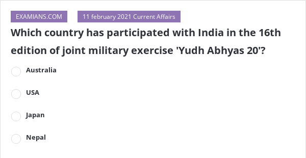 Which Country Has Participated With India In The 16th Edition Of Joint