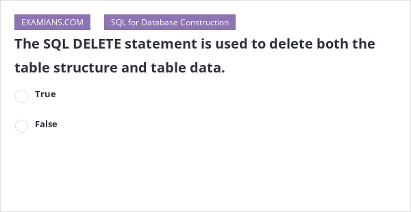The SQL DELETE statement is used to delete both the table structure and ...