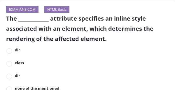 which html attribute specifies an inline css style for an element