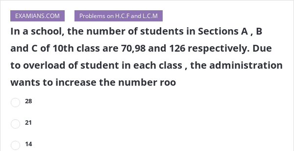 In A School, The Number Of Students In Sections A , B And C Of 10th ...