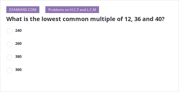 Lowest Common Multiple Of 12 36 And 60