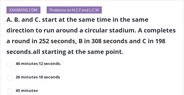 A. B. And C. Start At The Same Time In The Same Direction To Run Around ...