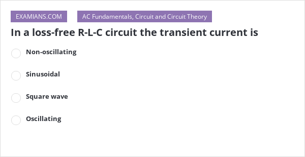 In a loss free rlc circuit the transient current is