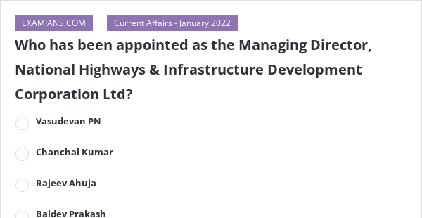 Who has been appointed as the Managing Director, National Highways