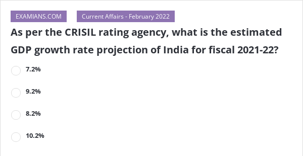 As Per The Crisil Rating Agency What Is The Estimated Gdp Growth Rate