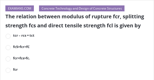 The relation between modulus of rupture fcr, splitting strength fcs and