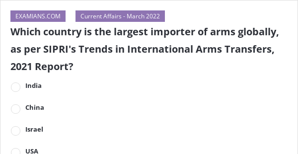 Which Country Is The Largest Importer Of Arms Globally, As Per SIPRI's ...