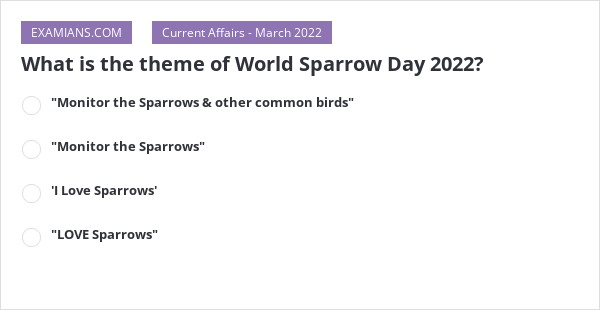 What is the theme of World Sparrow Day 2022? | EXAMIANS