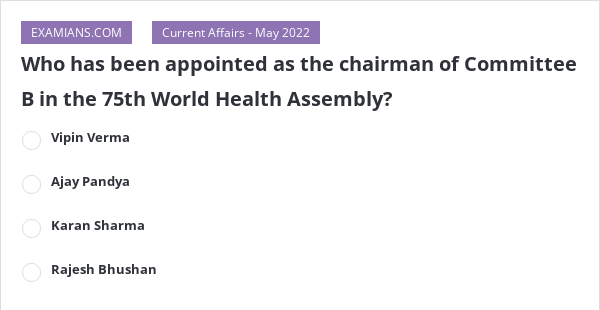 Who Has Been Appointed As The Chairman Of Committee B In The 75th World ...