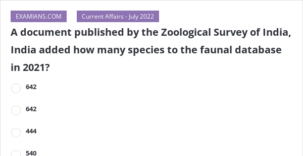 A Document Published By The Zoological Survey Of India, India Added How ...