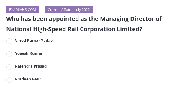 Who Has Been Appointed As The Managing Director Of National High-Speed ...