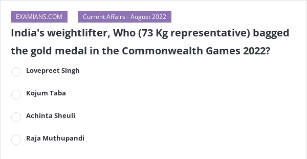 India's Weightlifter, Who (73 Kg Representative) Bagged The Gold Medal ...